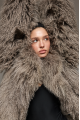 Women's gray fur coat made of natural llama